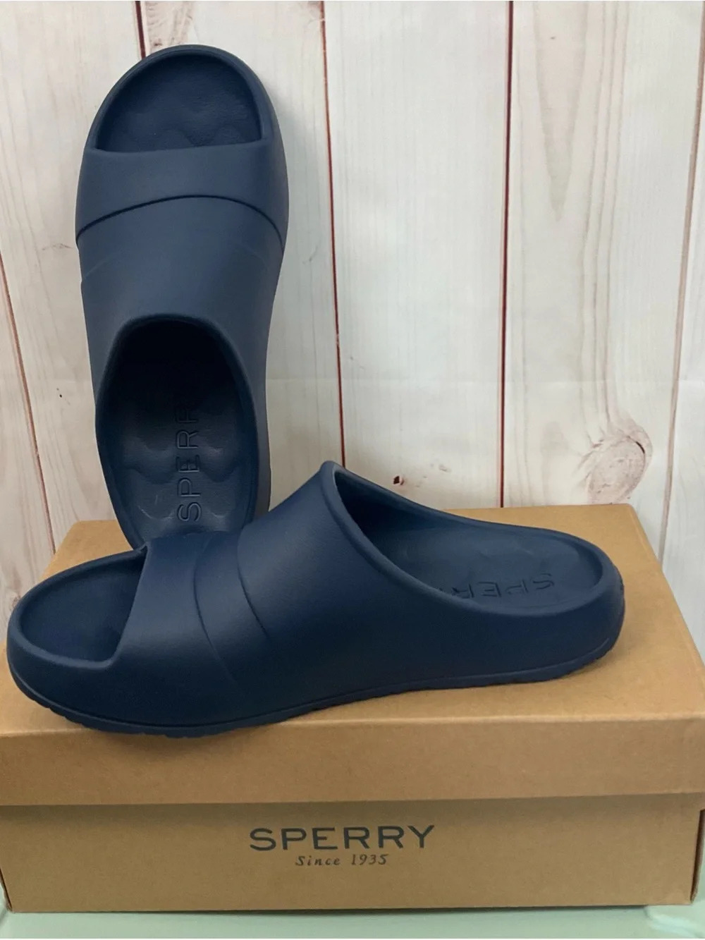 Sperry Navy Slip-On Slide Sandals for Men Size 10